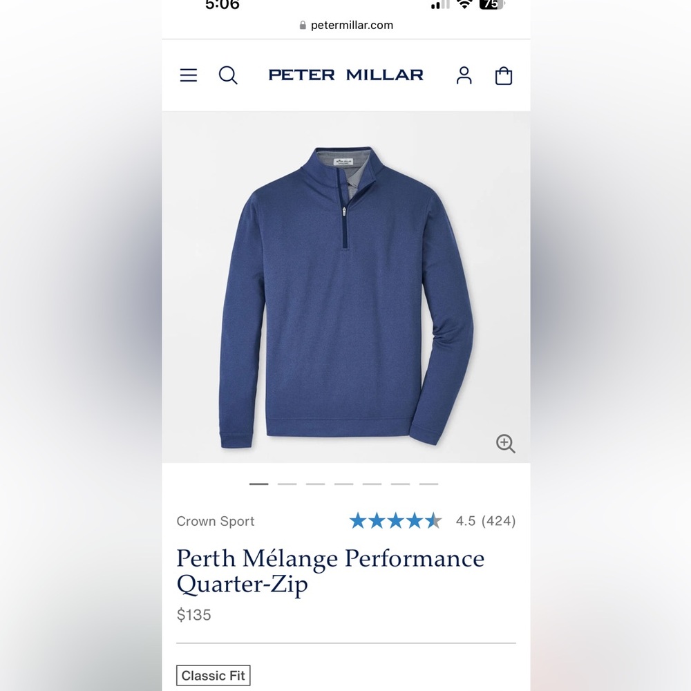 Peter Millar Perth Mélange Performance Quarter-Zip Navy crown sport xxl